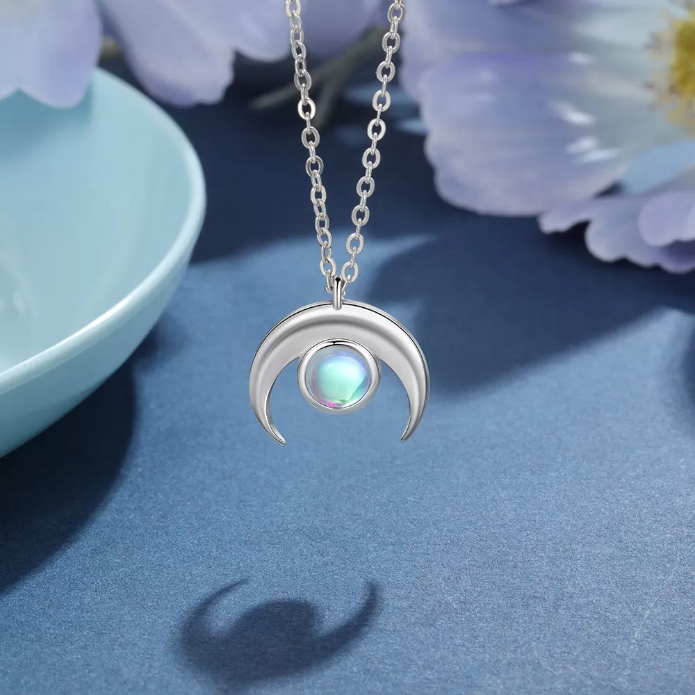 Silver Moon Moonstone Necklaces For Women