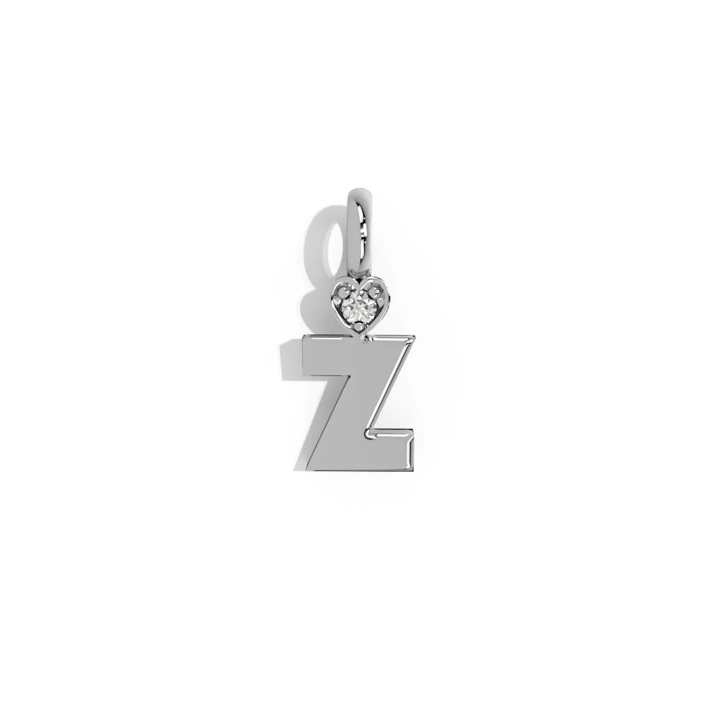 Silver Smooth Charm Letter Pendant - Heart