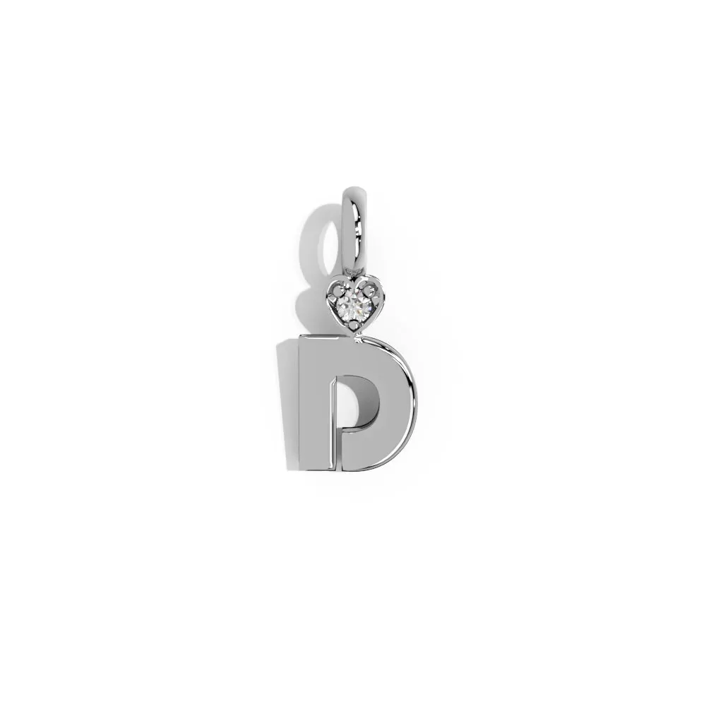 Silver Smooth Charm Letter Pendant - Heart