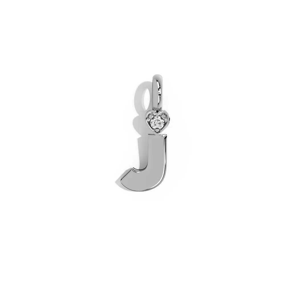 Silver Smooth Charm Letter Pendant - Heart