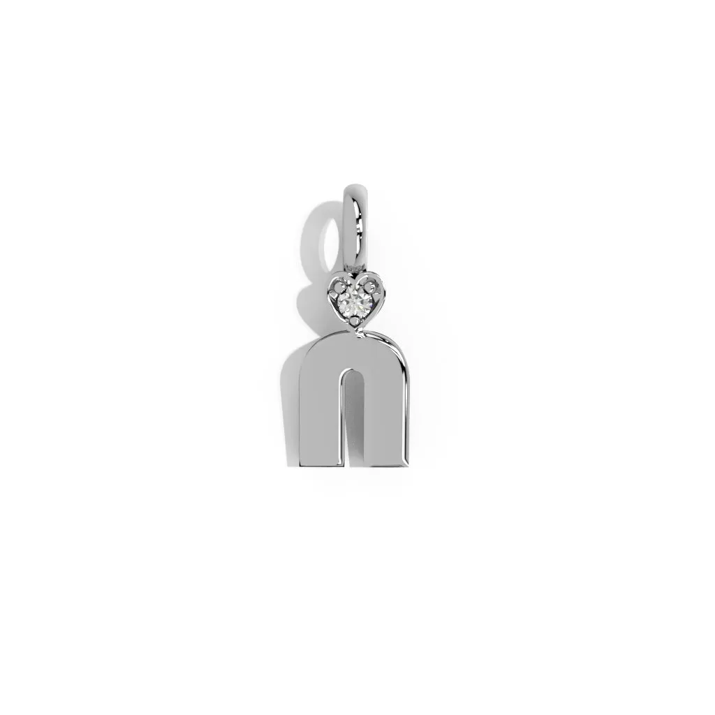 Silver Smooth Charm Letter Pendant - Heart