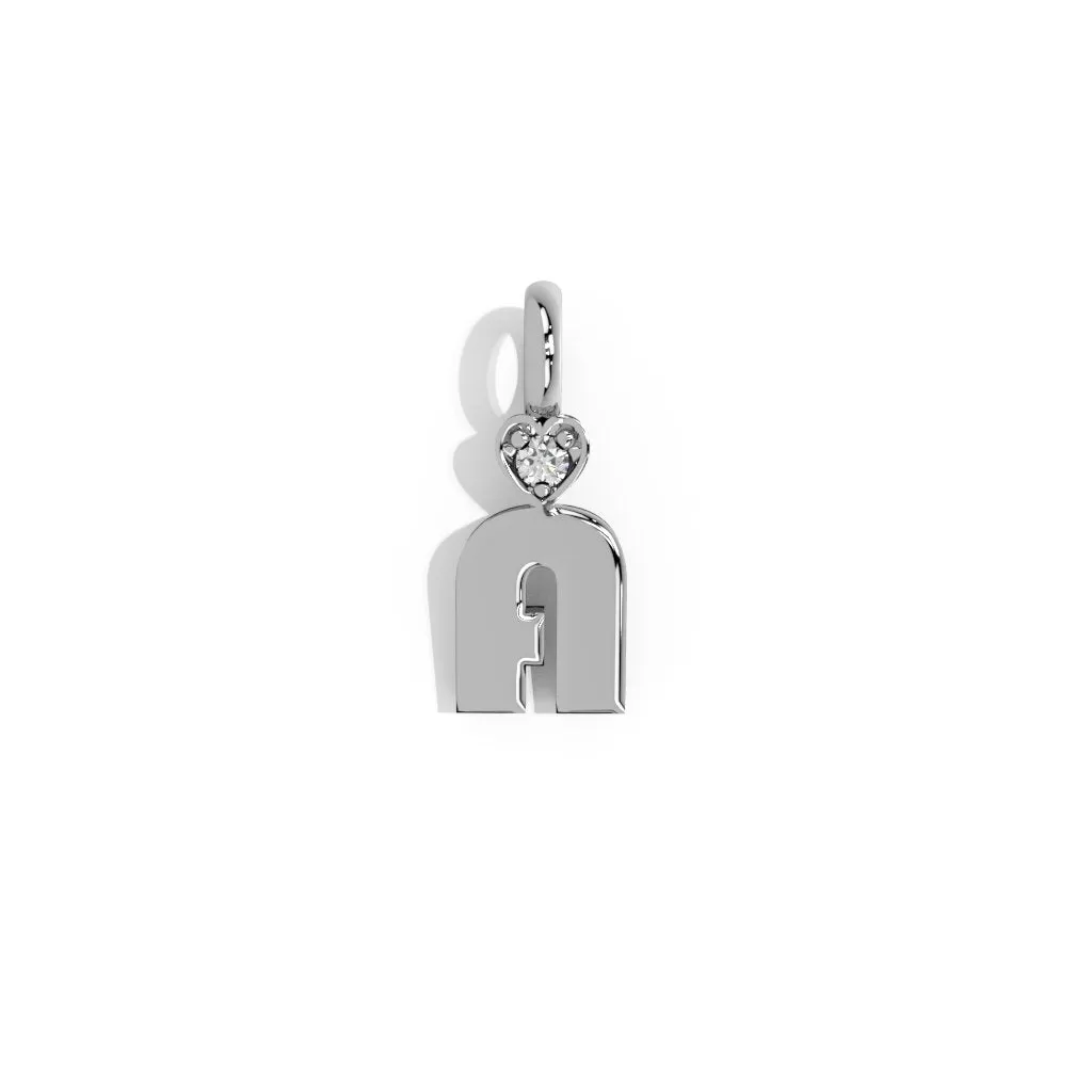 Silver Smooth Charm Letter Pendant - Heart