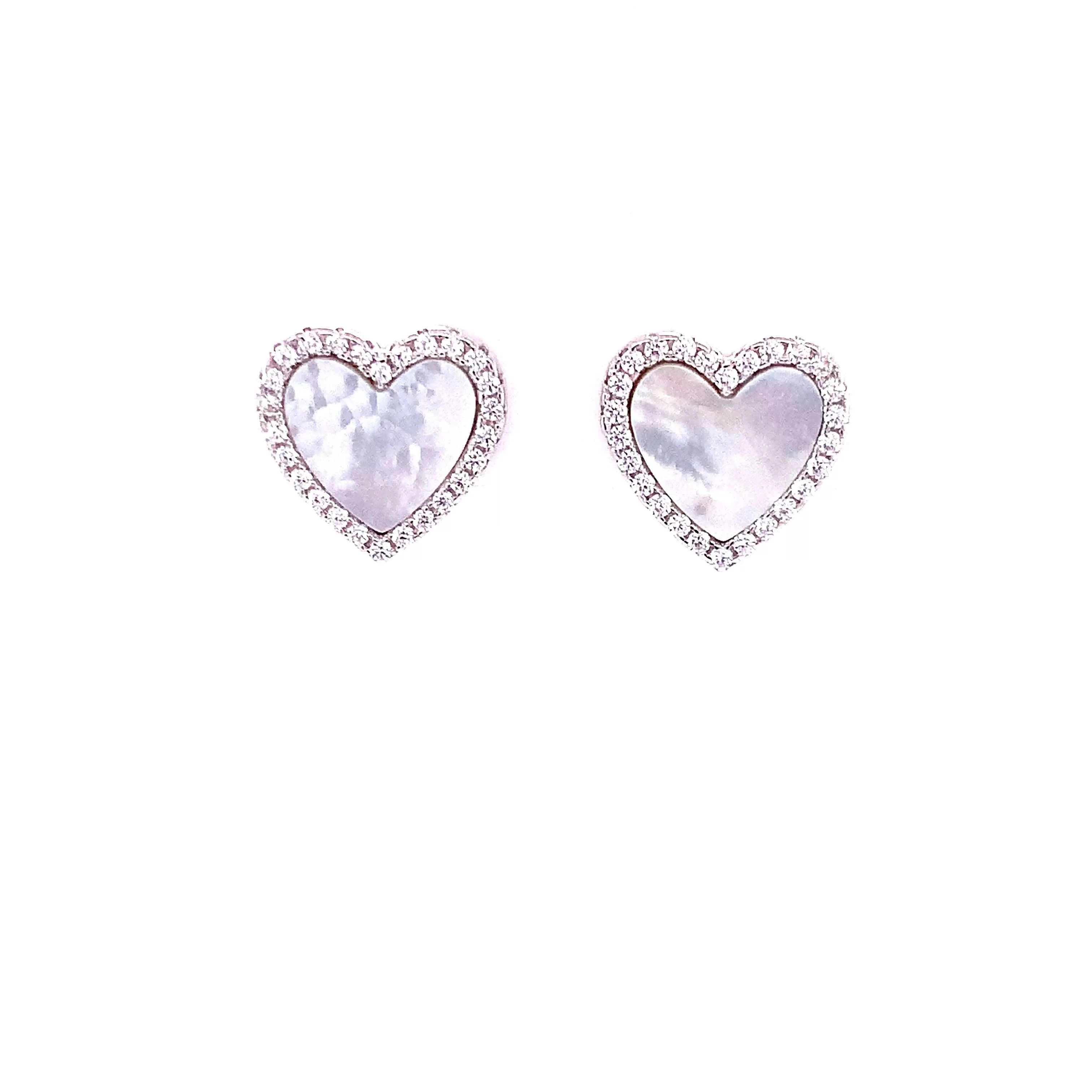 Small Heart Earrings with CZ Halo