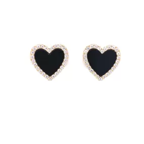 Small Heart Earrings with CZ Halo