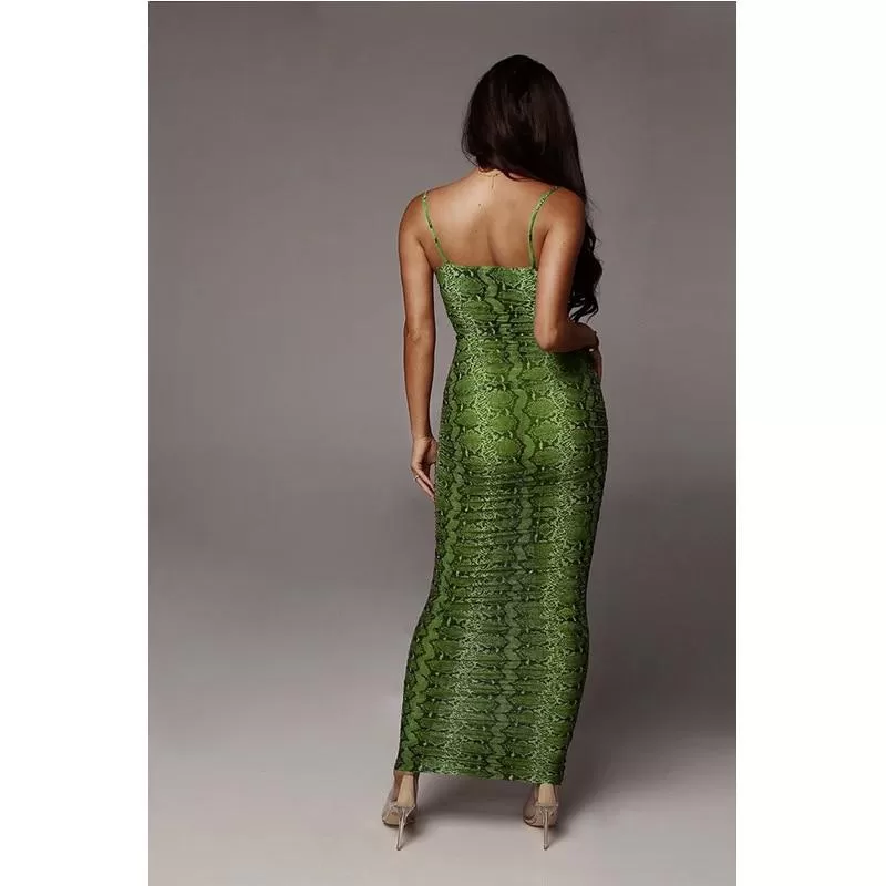 Snake Skin Dress Backless Elegant Slim Pencil