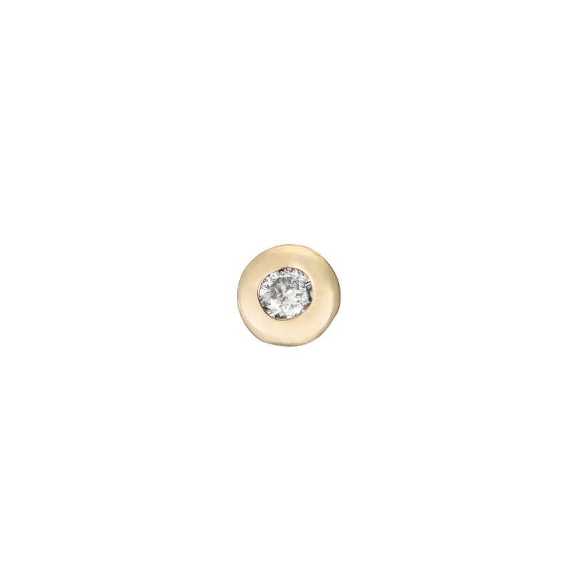 Solid Gold Diamond Bezel Stud Single Earring, 14k