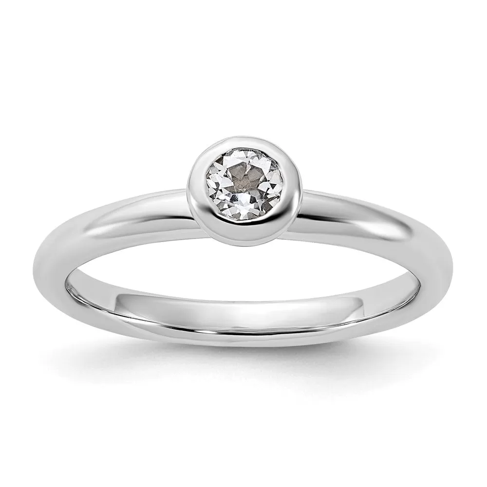 Stackable Expressions Low 4mm Round White Topaz Ring in Sterling Silver