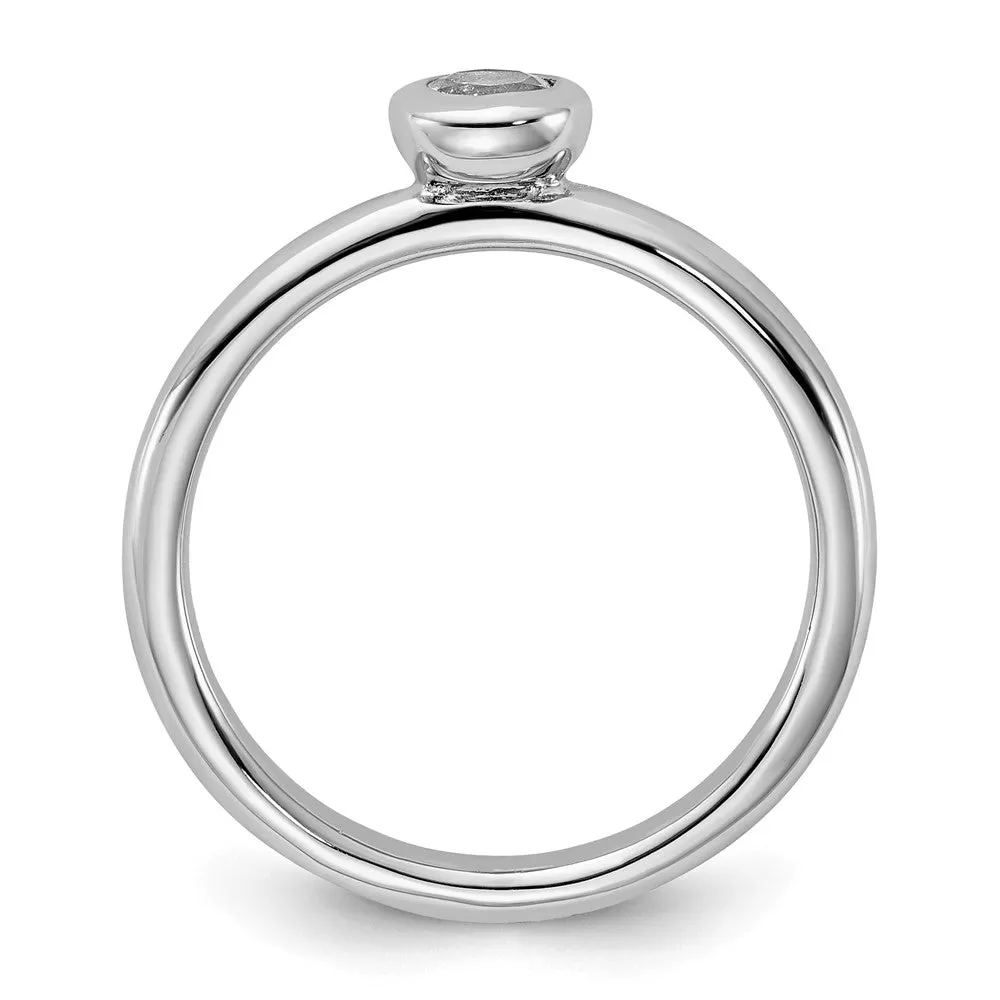 Stackable Expressions Low 4mm Round White Topaz Ring in Sterling Silver