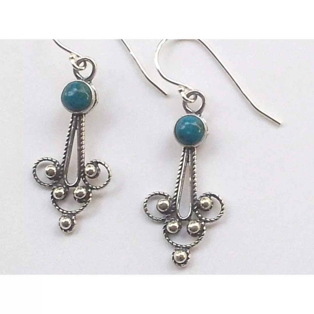 Sterling silver earrings for Woman. Delicate Filigree Israeli earrings set with Stones.