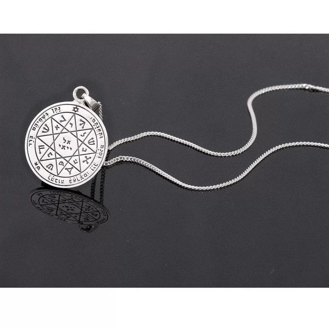 Sterling Silver Seal of Solomon Necklace for Woman. Solomon Seal for Guarding and Protection