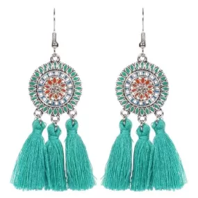 Tasseling Native Teal Tassel Earrings