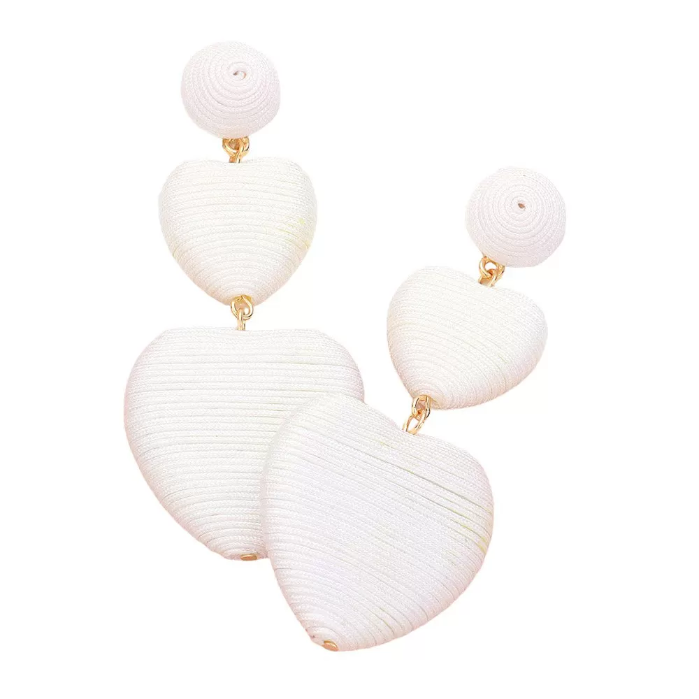 Thread Wrapped Double Heart Dropdown Earrings