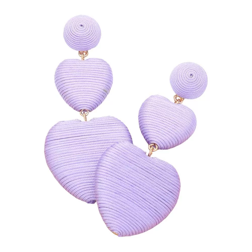 Thread Wrapped Double Heart Dropdown Earrings