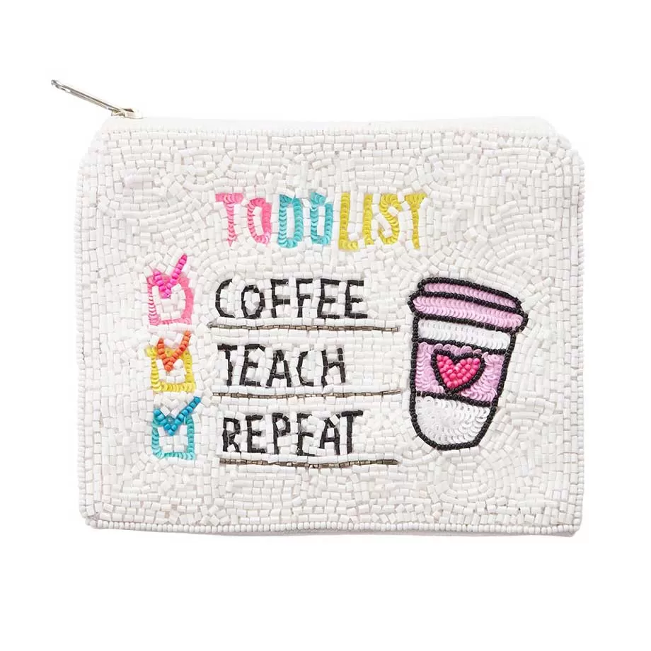 TO DO LIST TEACHER Beaded Mini Pouch