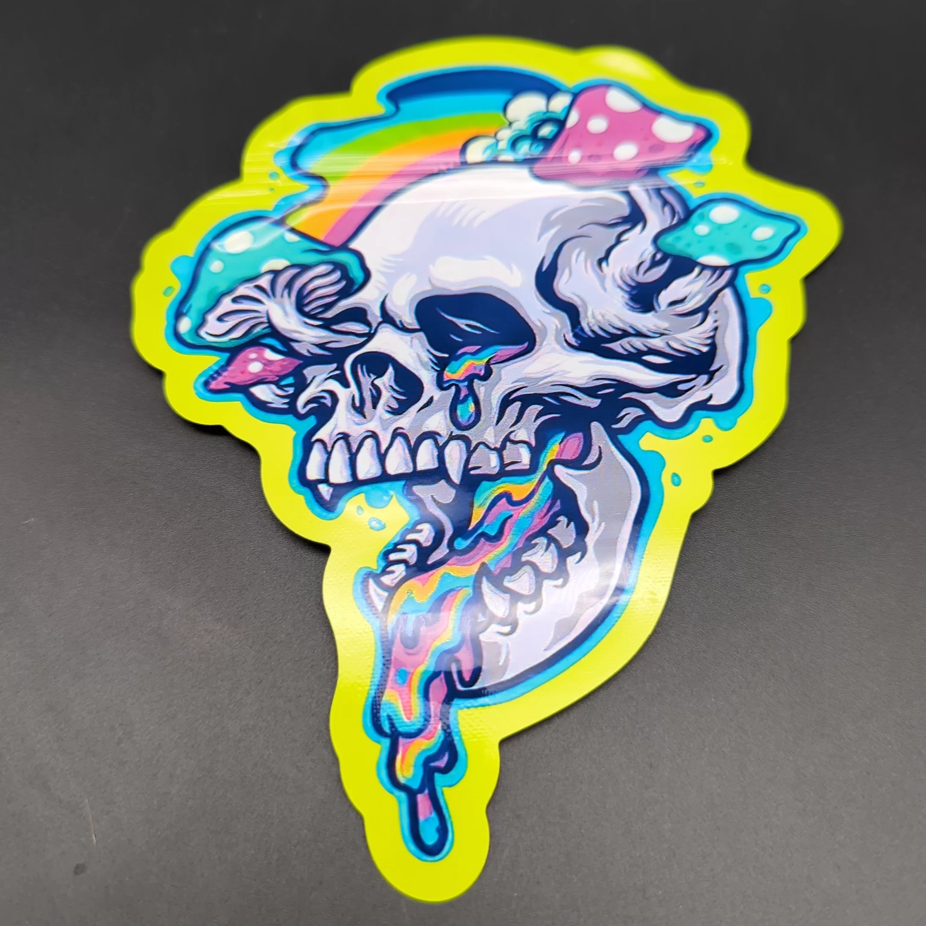 Top Bar 3.5g Trippy Skull Mylar Bags Die Cut