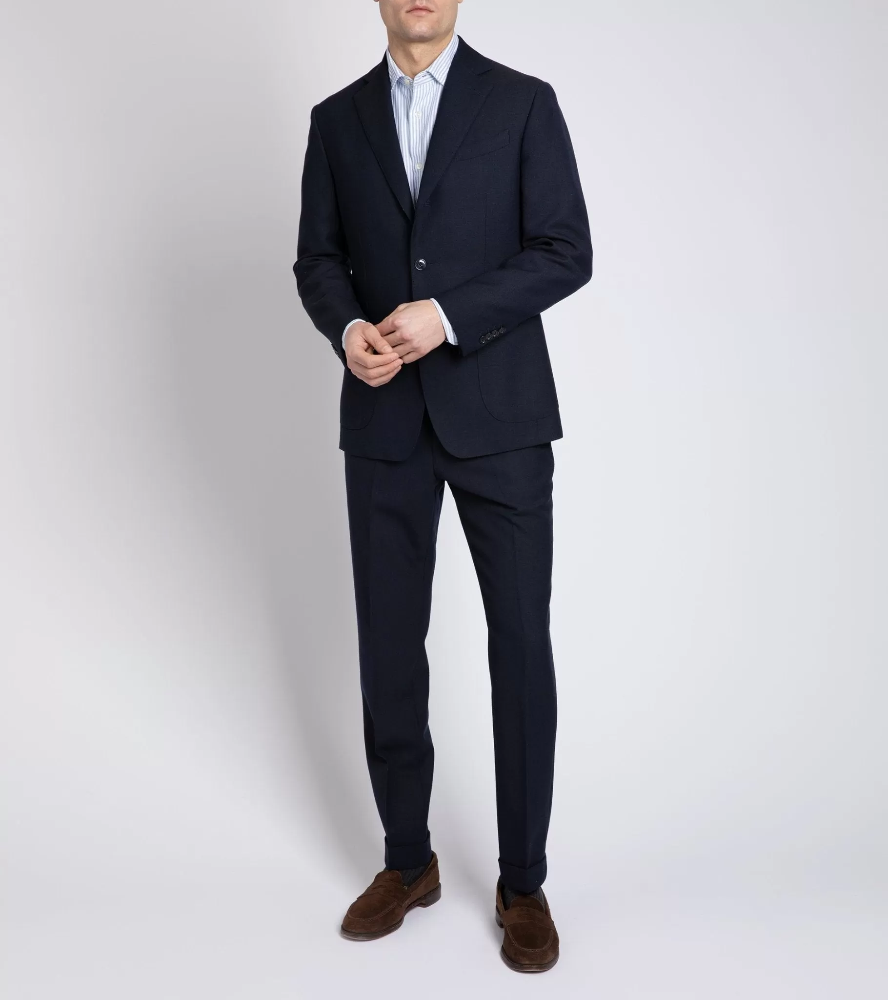 Trunk Wigmore Wool Fresco Suit Trousers: Navy