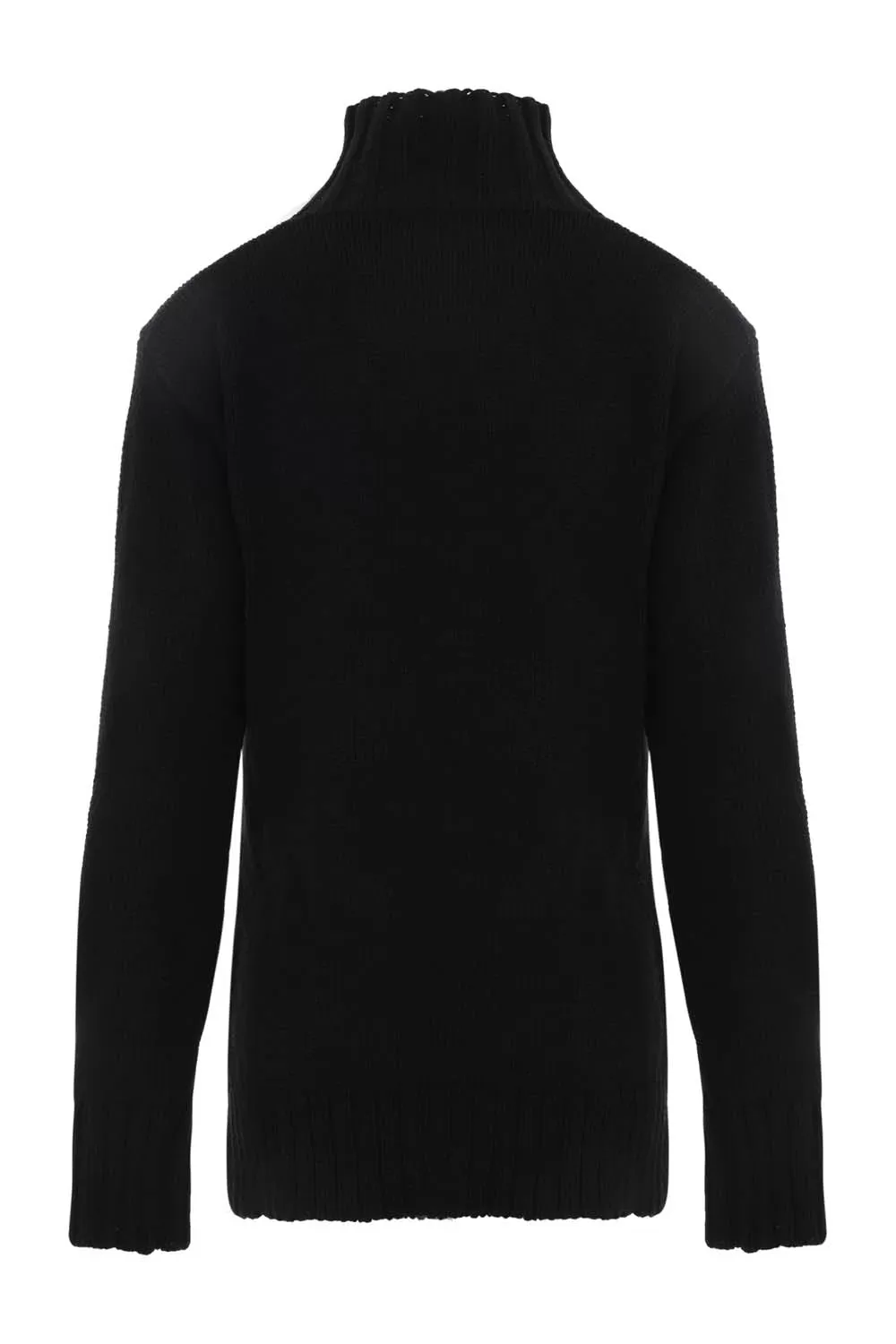 TURTLE NECK LETTER SWEATER IN BLACK