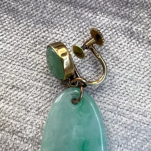 Vintage Carved Jade Drop Earrings