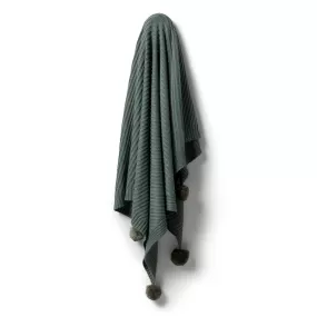 Wilson & Frenchy Knitted Jacquard Blanket - Dusty Olive Fleck