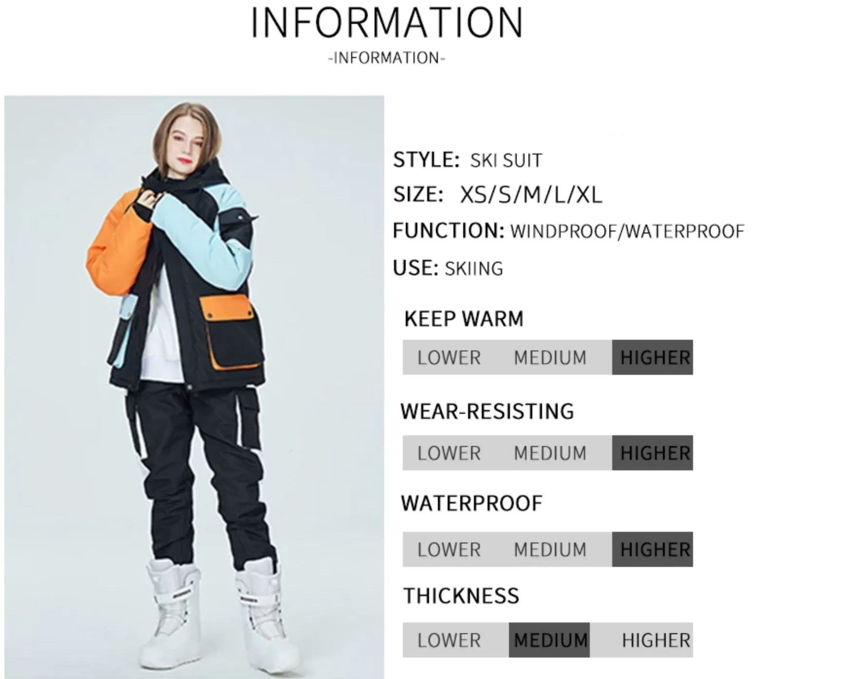 Women's and Men's Ski Jackets and Pants Set Windproof Waterproof  Snow Suit