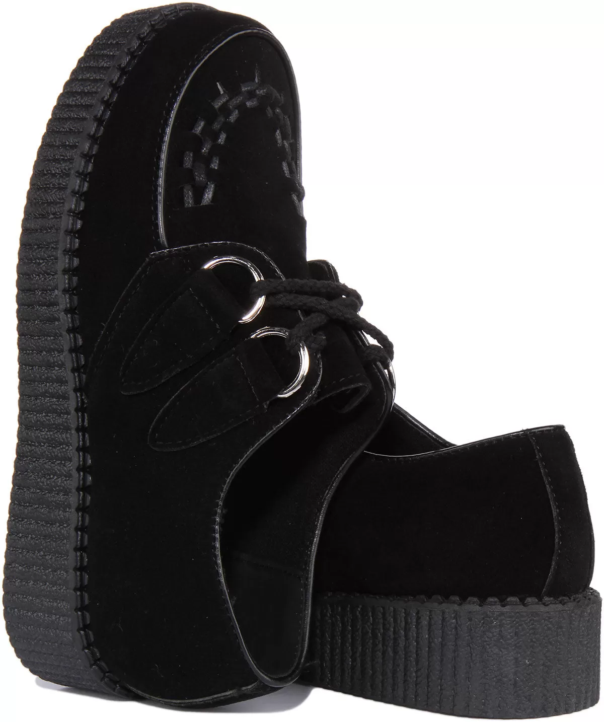 Womens Single Sole Lace up Classic Creeper in Black