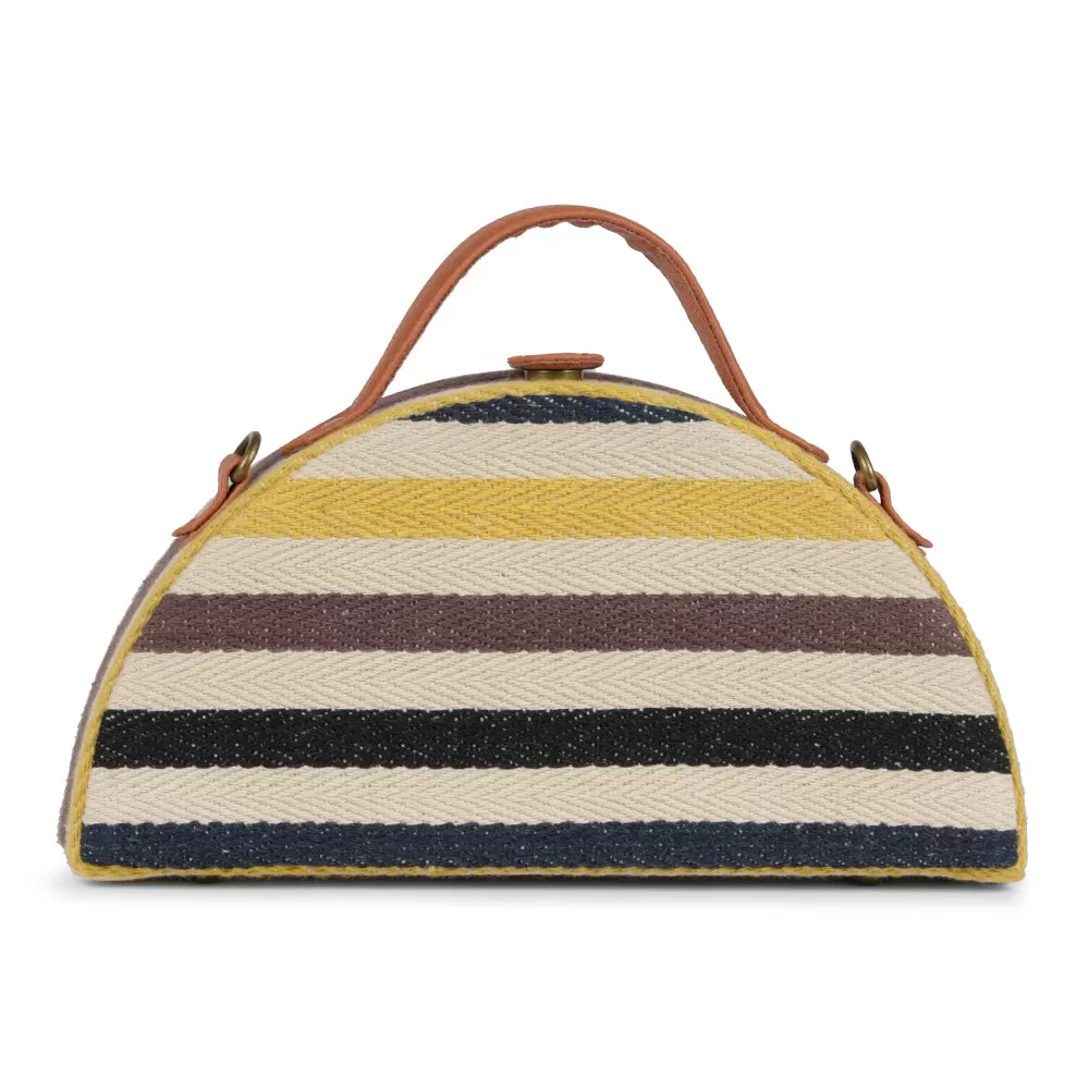 Yellow Black Stripes Semi circle Crossbody Clutch Bag