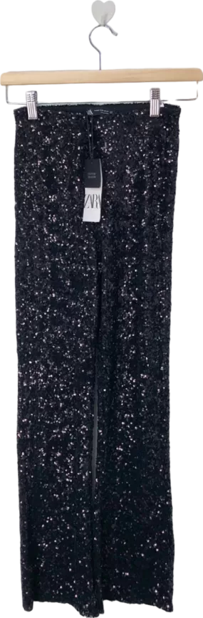 Zara Black Sequin Trousers XS